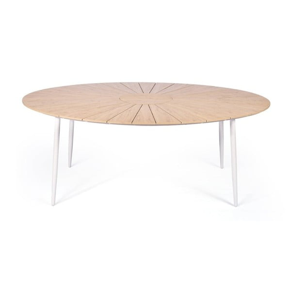 Zestaw 4 białych krzeseł Jaanna i naturalnego stołu Marienlist – Bonami Essentials-image-1