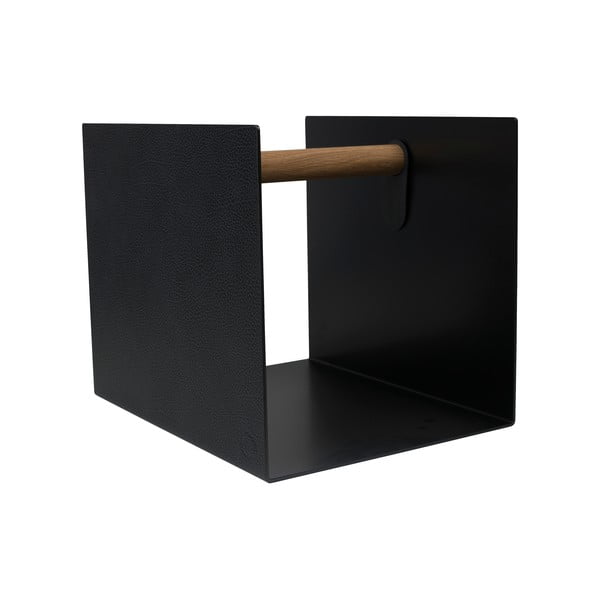 Czarno-antracytowy metalowy/ze skóry ekologicznej pojemnik dekoracyjny 32x38x31 cm Hippo – LIND DNA