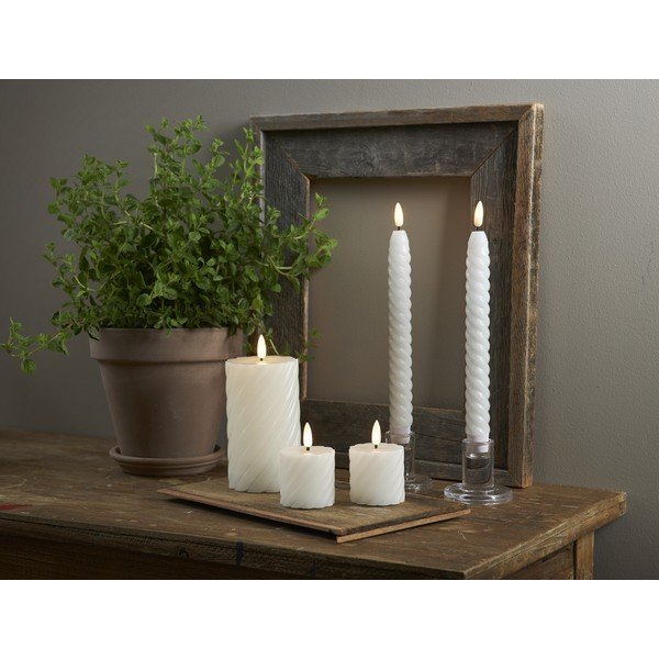 Biała woskowa świeca LED Star Trading Flamme Swirl, wys. 15 cm-image-3