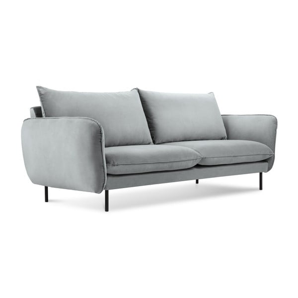 Jasnoszara aksamitna sofa Cosmopolitan Design Vienna, 160 cm