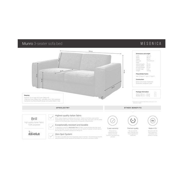 Granatowa rozkładana sofa 3-osobowa MESONICA Munro-image-4