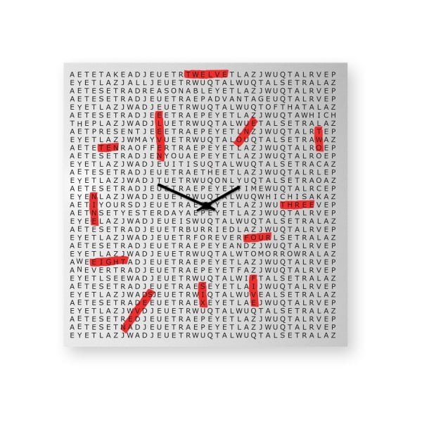 Zegar ścienny dESIGNoBJECT.it Crosswords, 50 x 50 cm 