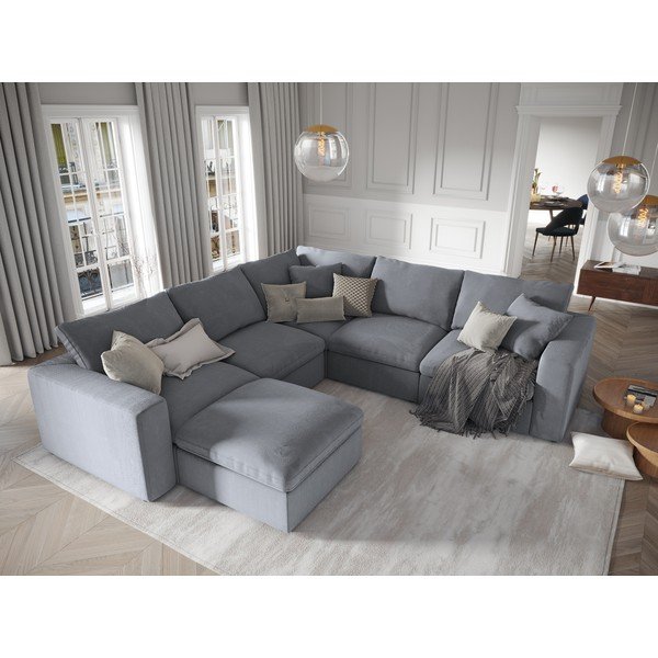 Szara dwustronna narożna część sztruksowej sofy modułowej Windsor & Co Sofas Galaxy-image-4