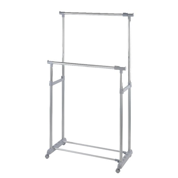 Szary metalowy teleskopowy stojak na ubrania na kółkach Twin – Wenko-image-2