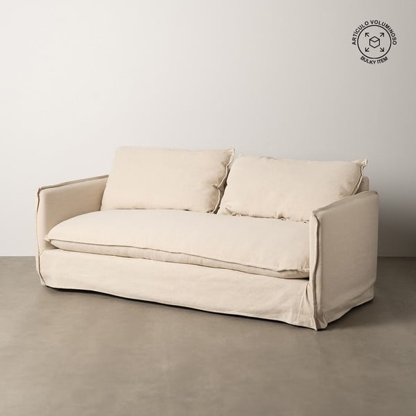 Kremowa lniana sofa 200 cm – Ixia-image-1