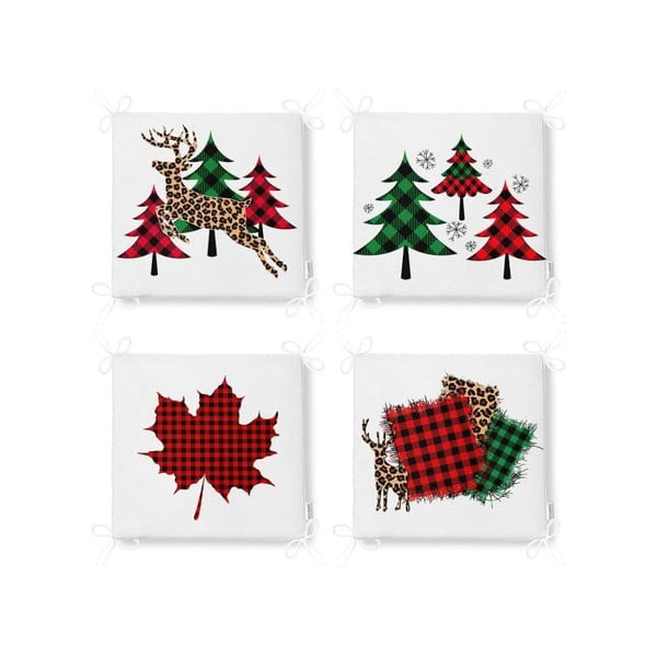 Poduszki na krzesła ze świątecznym motywem zestaw 4 szt. 40x40 cm Tartan – Mila Home