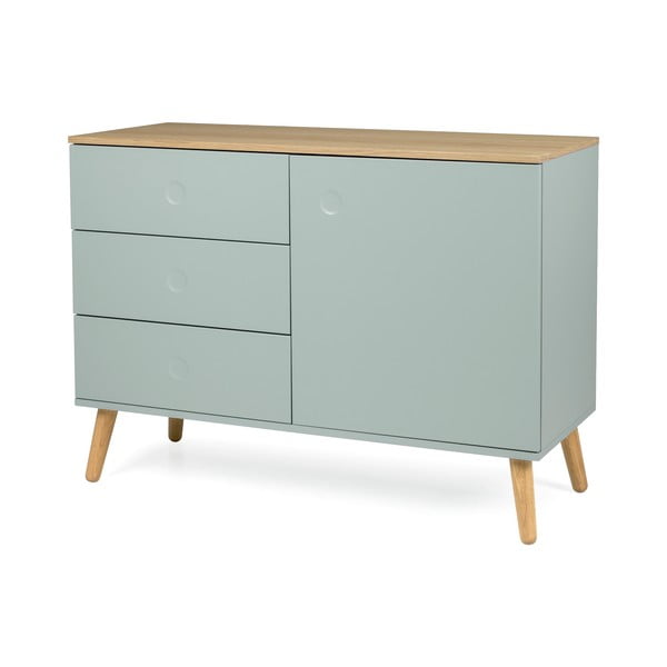 Jasnozielona niska komoda w dekorze dębu 109x79 cm Dot – Tenzo-image-2