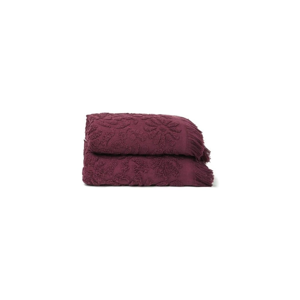 Zestaw 2 bordowych ręczników Casa Di Bassi Riad, 50x90 cm