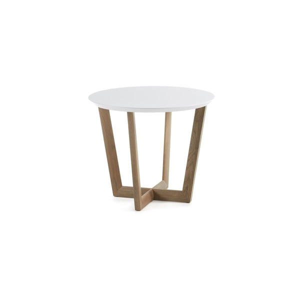 Stolik z drewna dębowego z białym blatem Kave Home Rondo, ⌀ 60 cm