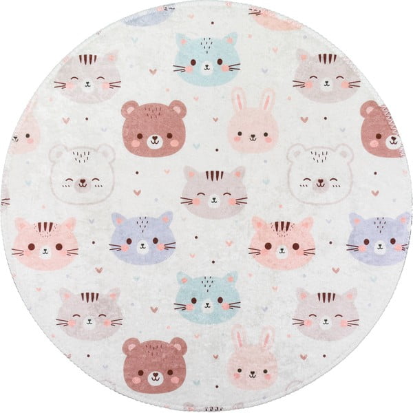 Dywan dziecięcy odpowiedni do prania w kolorze kości słoniowej ø120 cm Cute Animals – Vitaus