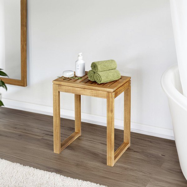 Stołek z litego drewna akacjowego w naturalnym kolorze Fondi – Wenko-image-1