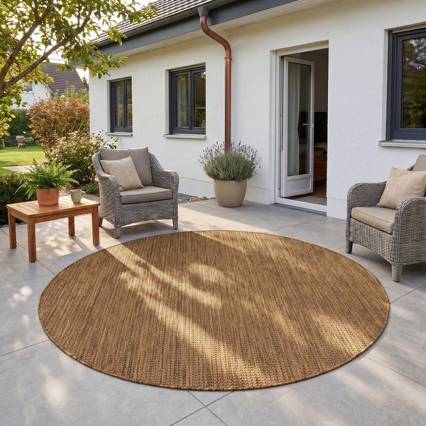 Brązowy okrągły dywan odpowiedni na zewnątrz ø 120 cm Mira 1450 – Ayyildiz Carpets-image-1
