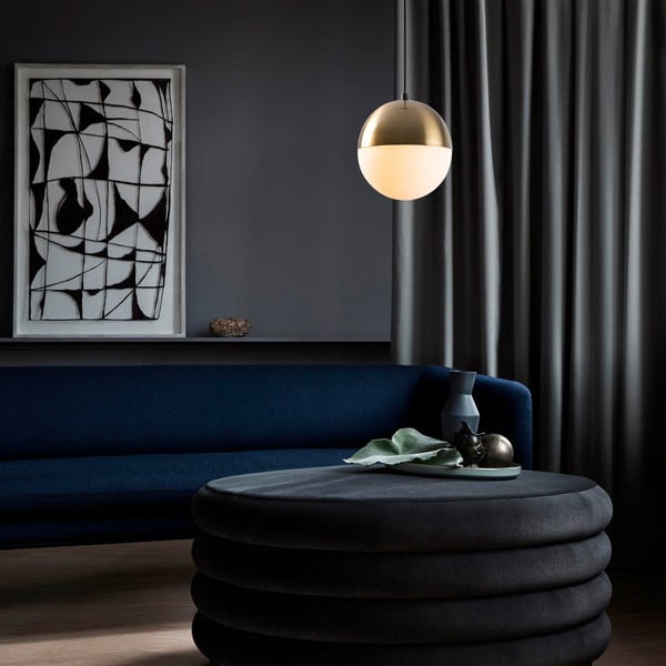 Lampa wisząca w biało-złotym kolorze ze szklanym kloszem ø 20 cm Bastos – Opviq lights-image-1