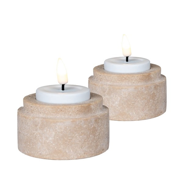 Kamienne świeczniki zestaw na świeczkę typu tealight 2 szt. – House Nordic-image-3