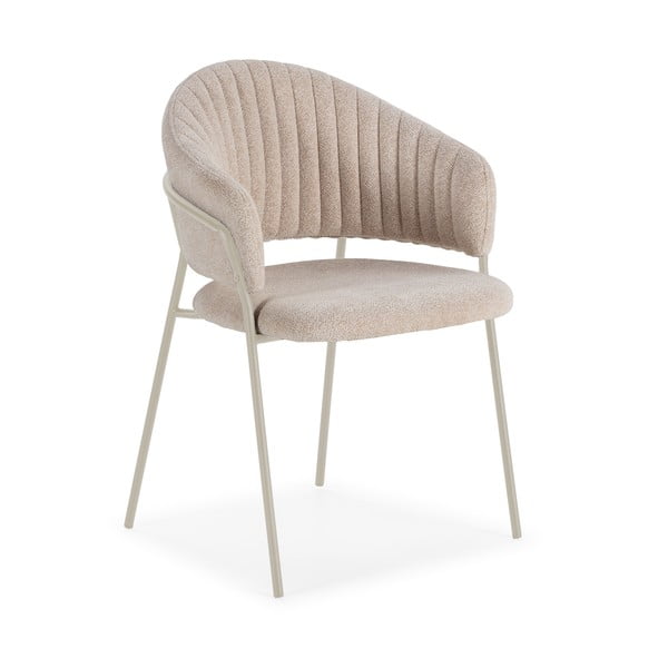 Beżowe tapicerowane fotele jadalniane zestaw z podłokietnikami 2 szt. Leticia – Marckeric