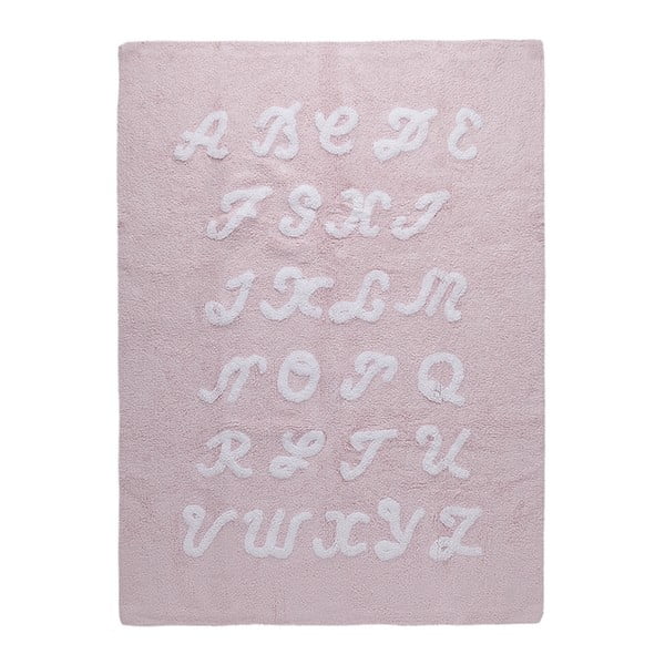Różowy dywan bawełniany Happy Decor Kids ABC, 160x120 cm