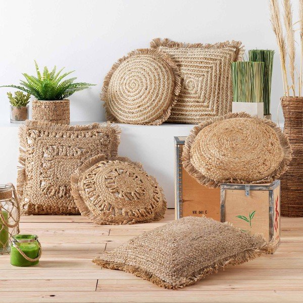 Poduszka dekoracyjna z juty ø 40 cm Tournicotti – douceur d'intérieur-image-1