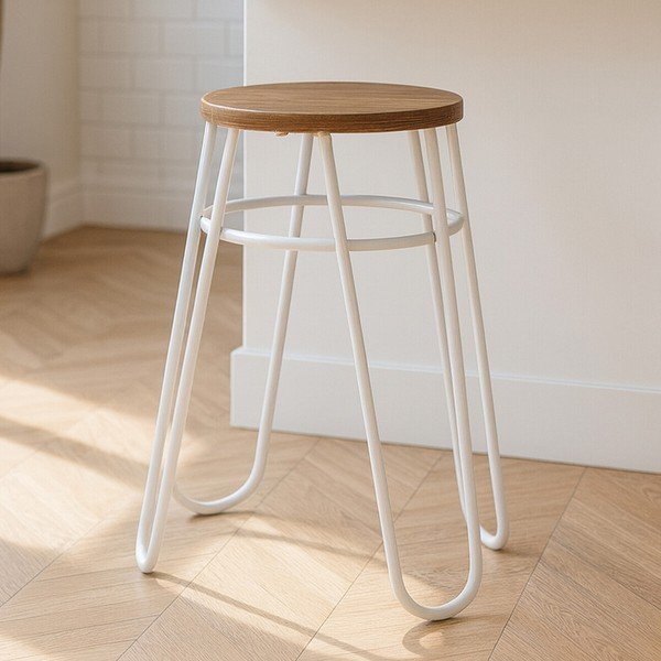 Szary/w naturalnym kolorze stołek z litego drewna wiązu District – Premier Housewares-image-3