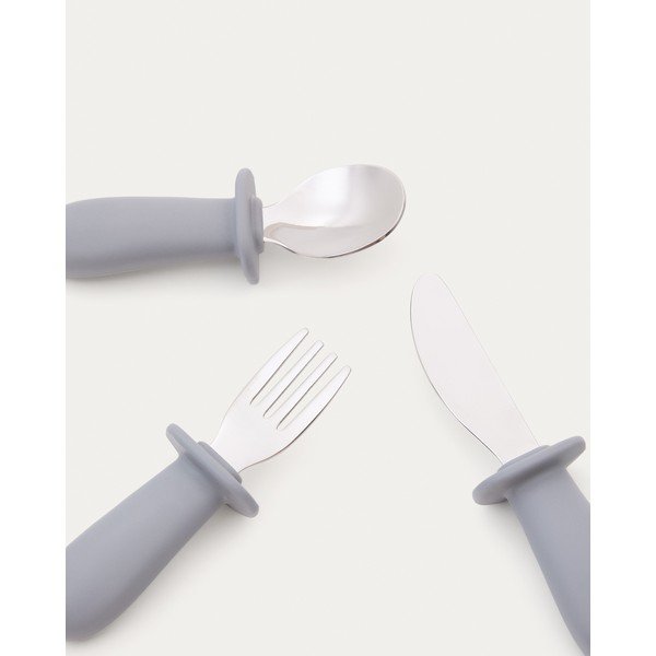 Niebieskie plastikowo-silikonowe sztućce dla dzieci 3 szt. Lili – Kave Home-image-3