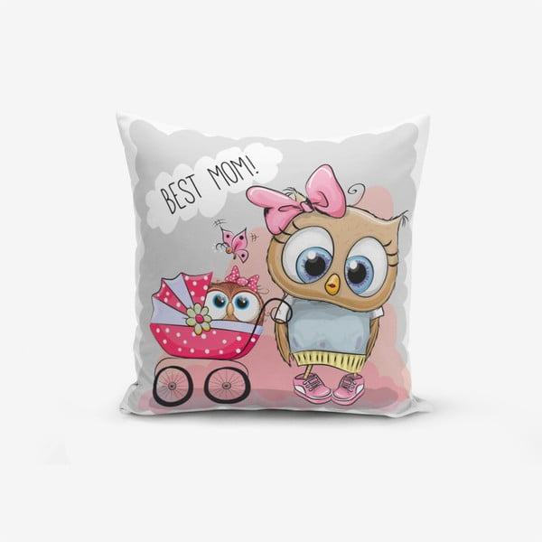 Poszewka na poduszkę z domieszką bawełny Minimalist Cushion Covers Best Mom Owl, 45x45 cm