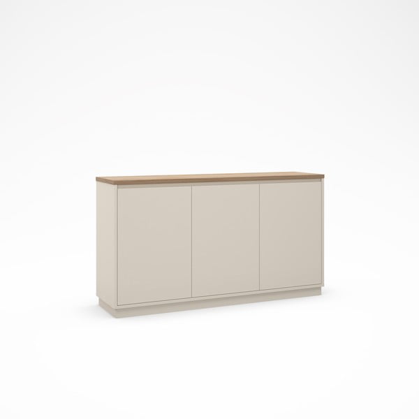 Beżowa komoda w dekorze dębu 152x84x40 cm Loreta – Marckeric-image-2