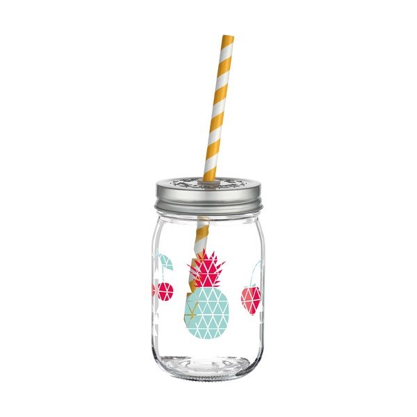 Szklanka z wieczkiem i słomką Ritzenhoff Kathrin Stockebrand Pineapple, 445 ml-image-1