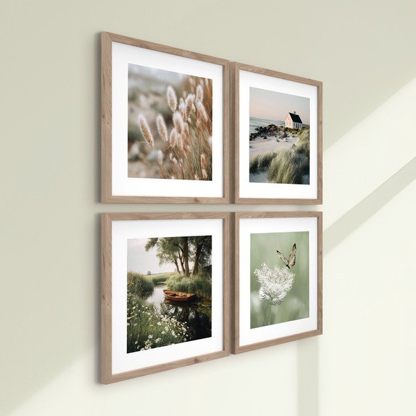 Obrazy zestaw 4 szt. drukowane z ramą w zestawie 30x30 cm Subtle Nature – Styler-image-3