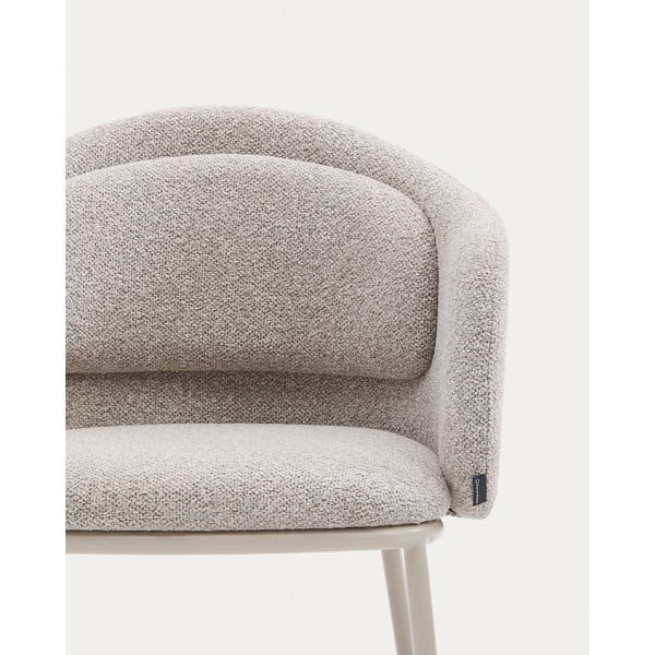 Szarobeżowy tapicerowany fotel jadalniany z podłokietnikami Minda – Kave Home-image-3
