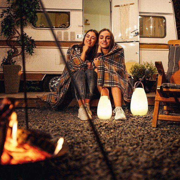 Biało-brązowa lampa stołowa LED (wysokość 26 cm) Ruby – Fischer & Honsel-image-1