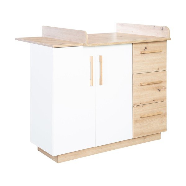 Biało-naturalna komoda dziecięca w dekorze dębu z przewijakiem 118x103x79 cm Lion – Roba-image-2