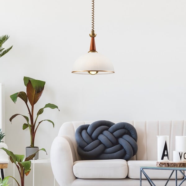 Lampa wisząca w brązowo-złotym kolorze ze szklanym kloszem ø 30 cm Ciara – LAMKUR-image-1