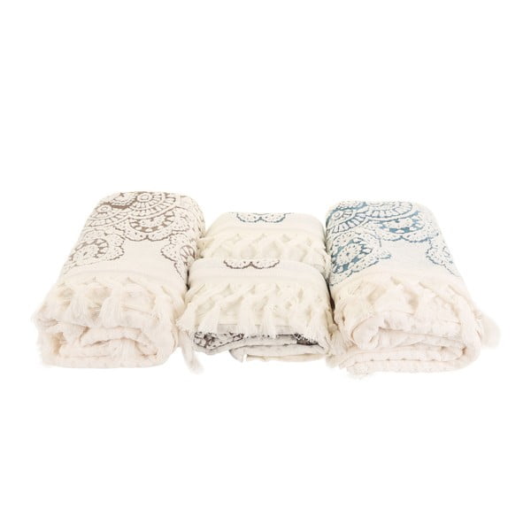 Zestaw 4 niebiesko-białych ręczników Marcelo