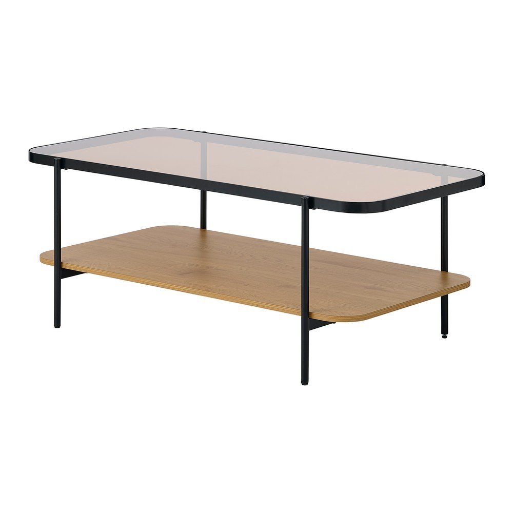 Stolik ze szklanym blatem w naturalnym kolorze 60x120 cm Hassel – Unique Furniture