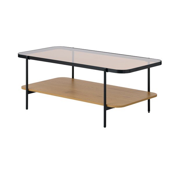 Stolik ze szklanym blatem w naturalnym kolorze 60x120 cm Hassel – Unique Furniture