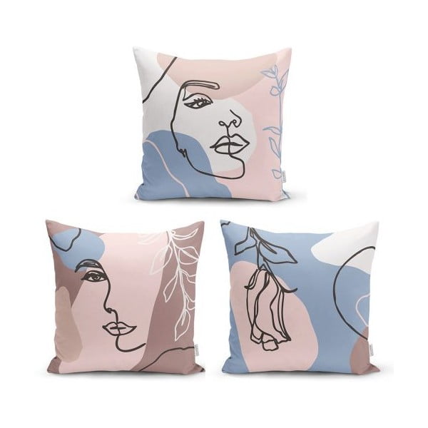 Zestaw 3 dekoracyjnych poszewek na poduszki Minimalist Cushion Covers Minimalist Woman, 45x45 cm