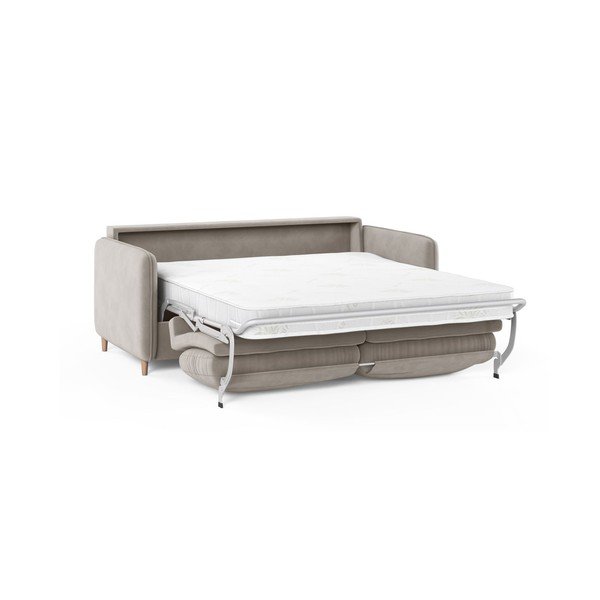 Beżowa aksamitna sofa do spania 184 cm – Micadoni -image-1