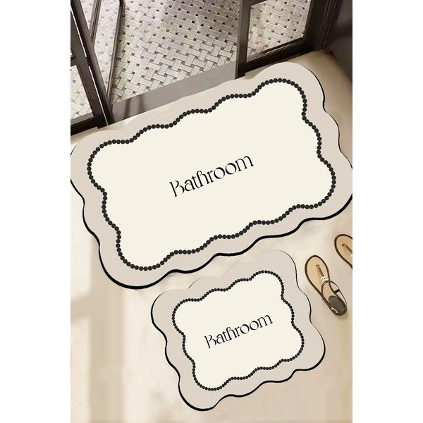 Kremowe dywaniki łazienkowe zestaw 2 szt. 60x100 cm Bounde – Foutastic-image-1