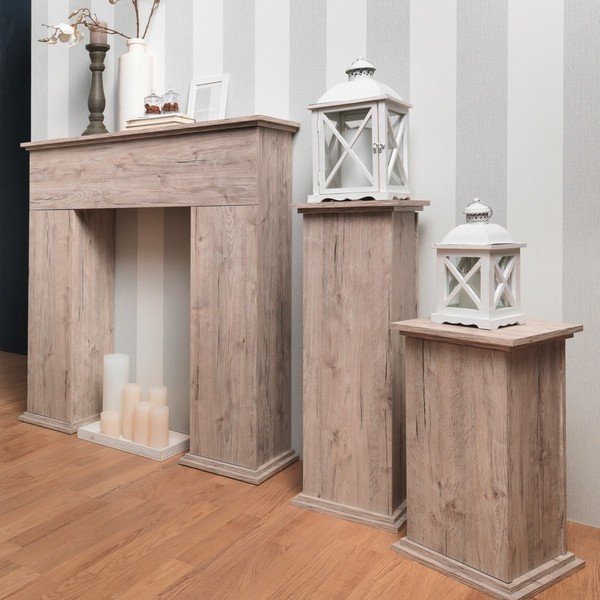 Portal kominkowy ze schowkiem w dekoru jasnego dębu 13Casa Fireplace-image-1