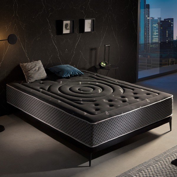 Średnio twardy/ekstra twardy piankowy materac dwustronny 90x200 cm Premium Black Multizone – Moonia-image-1