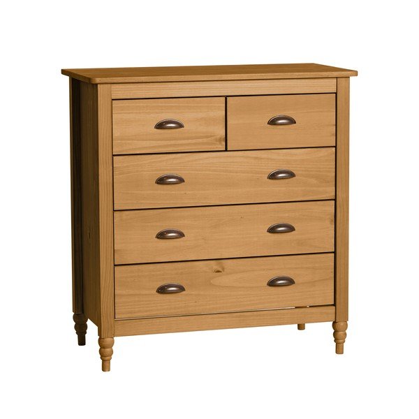Komoda z 5 szufladami z litego drewna sosnowego Marckeric Mia, 79x83 cm-image-4