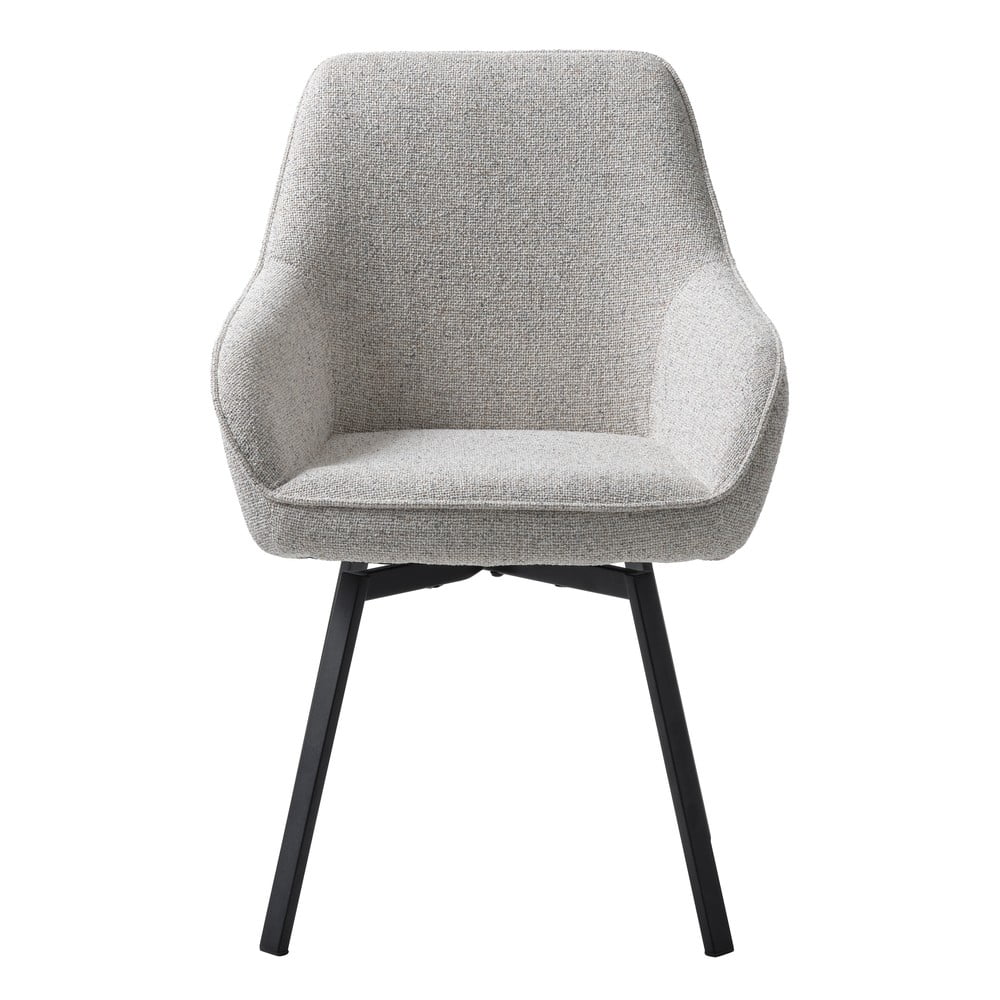 Jasnoszary tapicerowany fotel jadalniany z podłokietnikami Alma – Unique Furniture (zdjęcie 3)