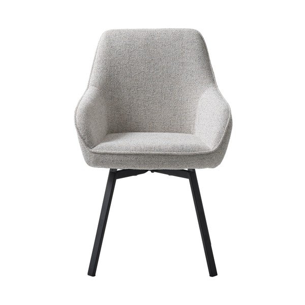 Jasnoszary tapicerowany fotel jadalniany z podłokietnikami Alma – Unique Furniture-image-2