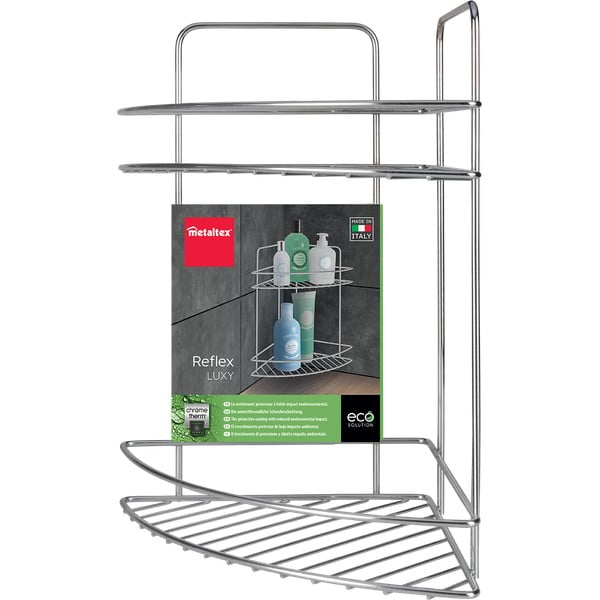 Stalowa półka łazienkowa w kolorze srebra z połyskiem Luxy – Metaltex-image-2