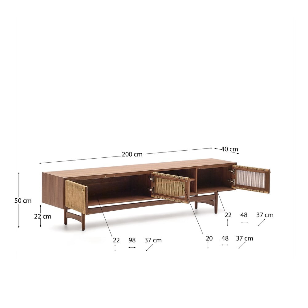 Brązowa szafka pod TV w dekorze orzecha 200x50 cm Elan – Kave Home (zdjęcie 3)