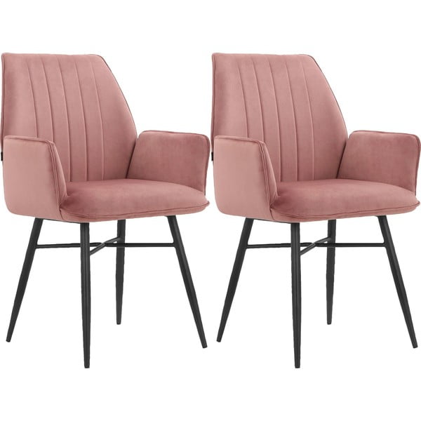 Jasnoróżowe tapicerowane fotele jadalniane zestaw 2 szt. Anzo – Støraa-image-4