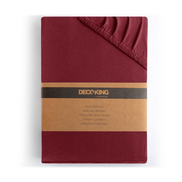 Bordowe dżersejowe prześcieradło z gumką 90x200 cm Amber – Restilo-image-4