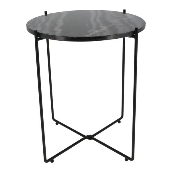 Czarny stolik z marmurowym blatem Compactor Agneta