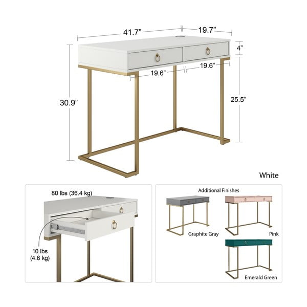 Szare biurko CosmoLiving by Cosmopolitan Camila-image-3