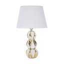 Ceramiczna lampa stołowa w biało-złotym kolorze z tekstylnym kloszem (wysokość 46 cm) Glam Balls – Mauro Ferretti