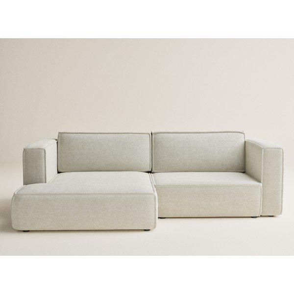 Kremowy rozkładany/ze schowkiem narożnik z tkaniny szenilowej (lewostronny/z szezlongiem) Velto – Maison de Rêve-image-2